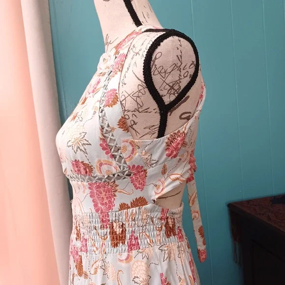 Jaase Endless Summer Floral Sleeveless Halter Maxi Dress Size XS - Picture 4 of 7